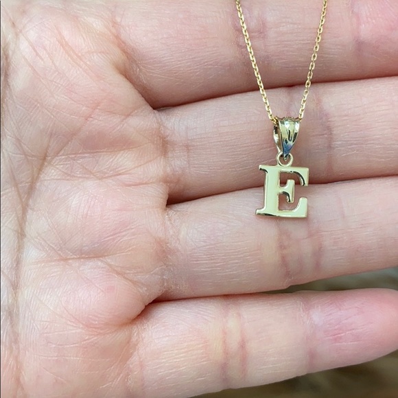 10k Solid Gold small Mini Initial Letter N pendant Necklace